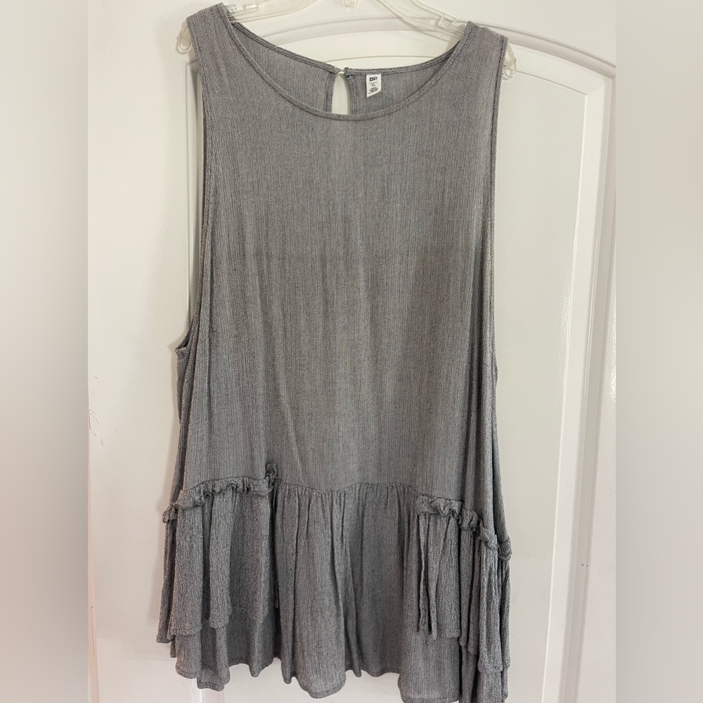 BP Grey Work tunic? ruffle detail on the bottom